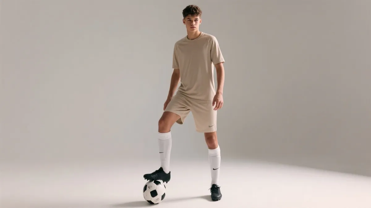 年轻球员与品牌合作的创意拍摄场景占位图