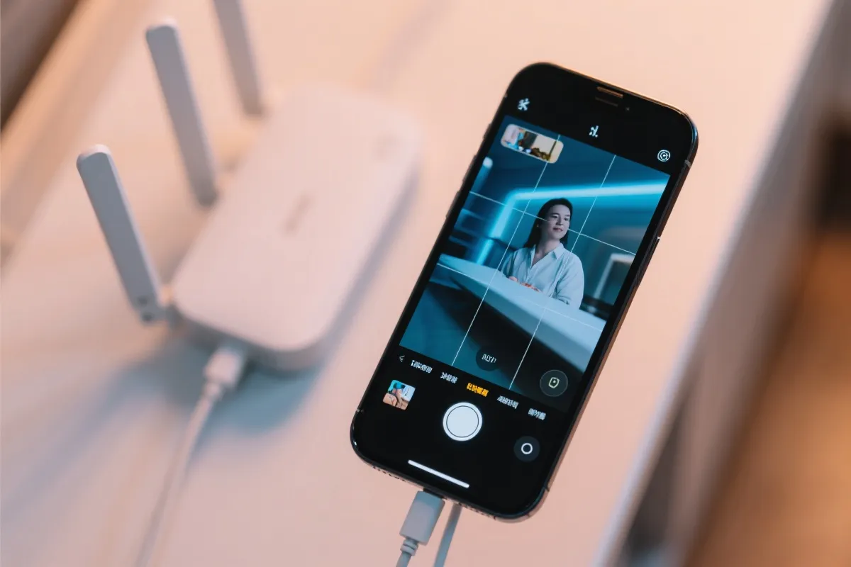 技术人员正在优化路由器设置，画面简洁明快