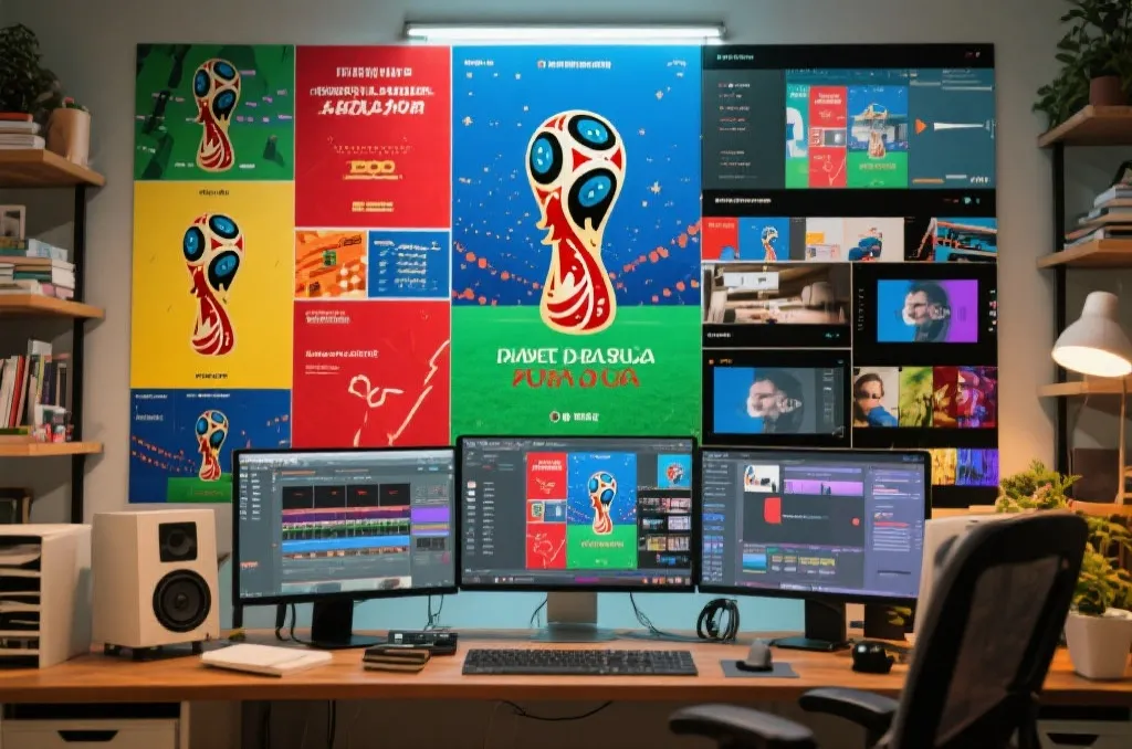 世界杯球队海报与短视频素材排版示意